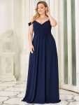 Spaghetti Straps V-Neck A-Line Bridesmaid Dress – Navy Blue