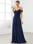 Spaghetti Straps V-Neck A-Line Bridesmaid Dress – Navy Blue