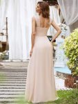 Elegant A Line Long Chiffon Bridesmaid Dress With Lace Bodice – Blush