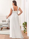 Elegant A Line Long Chiffon Bridesmaid Dress With Lace Bodice – Cream