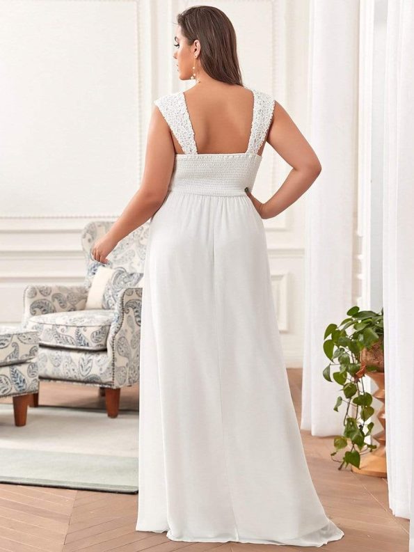 Elegant A Line Long Chiffon Bridesmaid Dress With Lace Bodice - Cream