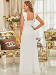 Elegant A Line Long Chiffon Bridesmaid Dress With Lace Bodice – Cream