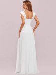 Elegant A Line Long Chiffon Bridesmaid Dress With Lace Bodice – Cream