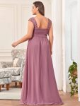 Elegant A Line Long Chiffon Bridesmaid Dress With Lace Bodice – Purple Orchid