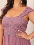 Elegant A Line Long Chiffon Bridesmaid Dress With Lace Bodice – Purple Orchid