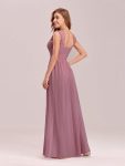 Elegant A Line Long Chiffon Bridesmaid Dress With Lace Bodice – Purple Orchid