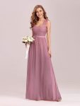 Elegant A Line Long Chiffon Bridesmaid Dress With Lace Bodice – Purple Orchid