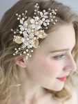 Delicate Handmade Floral Decoration Headwear Pearl Hairpin – Gold