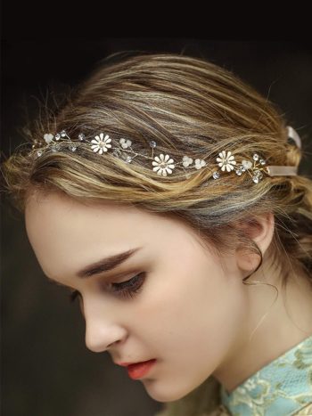 Elegant Rhinestone Daisy Bridal Headwear Wedding Hair Accessories - Gold