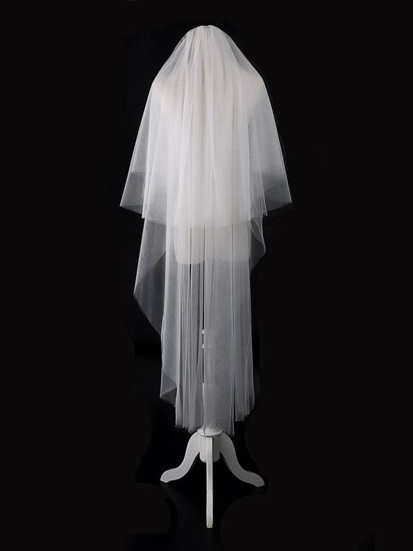 Simple Multi-Tier Tulle Cathedral Bridal Veil - Cream