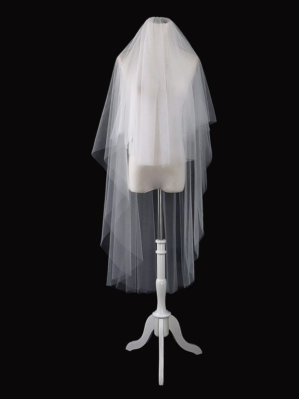 Simple Multi-Tier Tulle Cathedral Bridal Veil - Cream