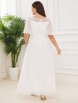 Chiffon Ruffle Sleeves Asymmetrical Hem Mother of the Bride Dress – Cream