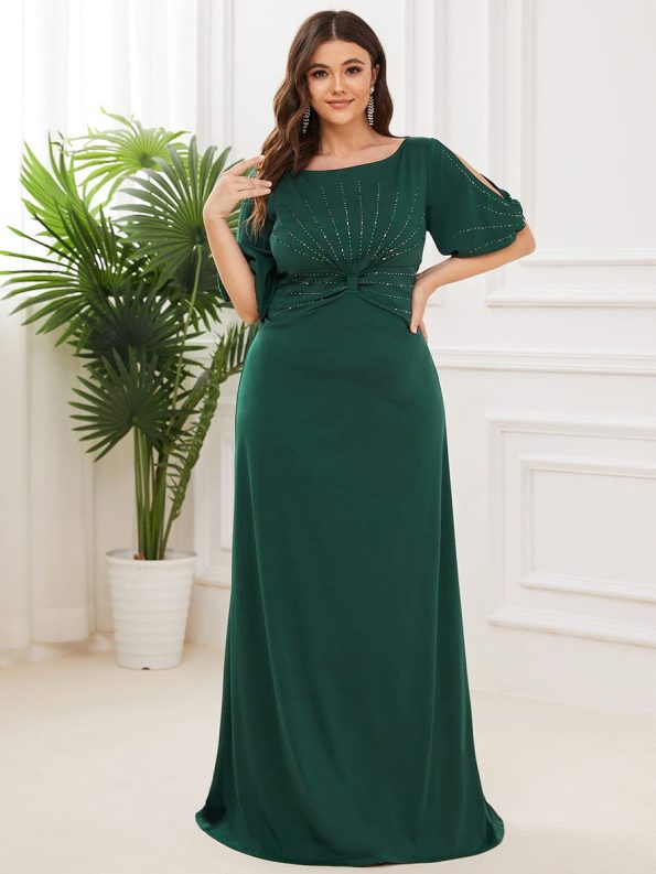 Simple Plus Size Bodycon Maxi Mermaid Formal Evening Dress - Dark Green