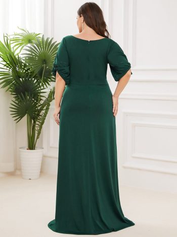 Simple Plus Size Bodycon Maxi Mermaid Formal Evening Dress - Dark Green