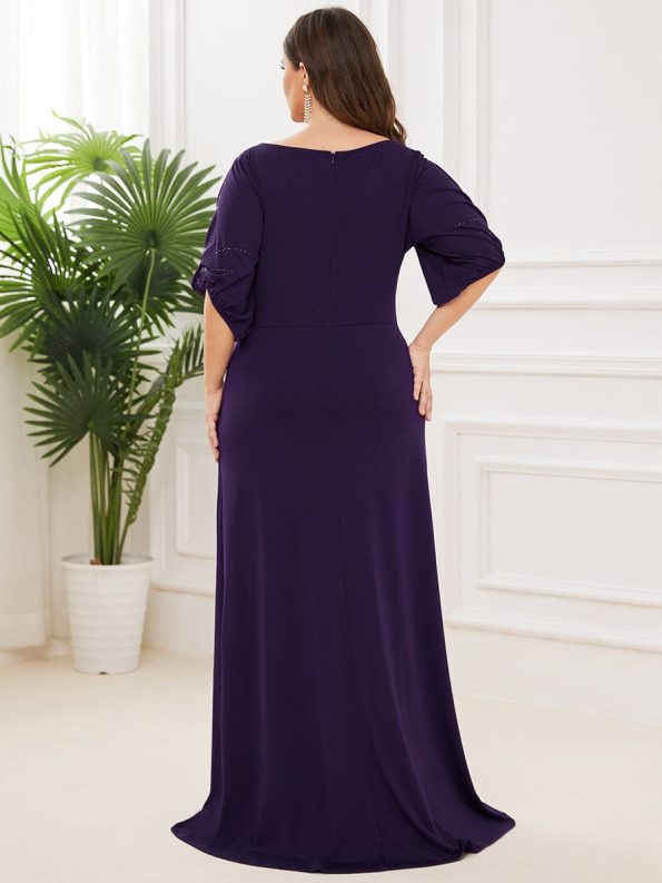 Simple Plus Size Bodycon Maxi Mermaid Formal Evening Dress - Dark Purple