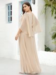 Elegant V Neck Flowy Chiffon Bridesmaid Dresses with Wraps – Blush