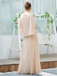 Elegant V Neck Flowy Chiffon Bridesmaid Dresses with Wraps – Blush