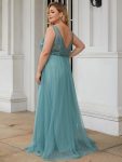 Maxi Long Elegant Ethereal Tulle Evening Dress – Dusty Blue