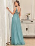 Maxi Long Elegant Ethereal Tulle Evening Dress – Dusty Blue