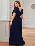 Women’s A-Line Empire Waist Maxi Chiffon Evening Dress – Navy Blue