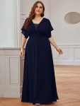 Women’s A-Line Empire Waist Maxi Chiffon Evening Dress – Navy Blue