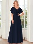 Women’s A-Line Empire Waist Maxi Chiffon Evening Dress – Navy Blue