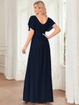 Women’s A-Line Empire Waist Maxi Chiffon Evening Dress – Navy Blue