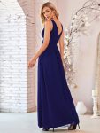 Pleated Sleeveless V-Neck Chiffon Maxi Dress – Royal Blue