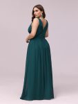 Pleated Sleeveless V-Neck Chiffon Maxi Dress – Teal