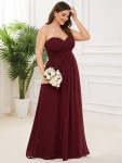 Sweet Pleated Bodice One Shoulder Chiffon Bridesmaid Dress – Burgundy