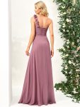 Chiffon One Shoulder Maxi Long Bridesmaid Dresses for Women – Purple Orchid