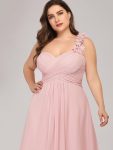 Sweet Pleated Bodice One Shoulder Chiffon Bridesmaid Dress – Pink