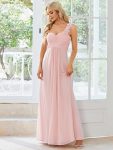 Sweet Pleated Bodice One Shoulder Chiffon Bridesmaid Dress – Pink