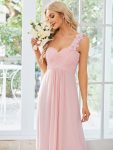 Sweet Pleated Bodice One Shoulder Chiffon Bridesmaid Dress – Pink