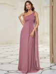 Pleated One Shoulder Long Chiffon Formal Evening Dress – Purple Orchid