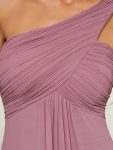 Pleated One Shoulder Long Chiffon Formal Evening Dress – Purple Orchid