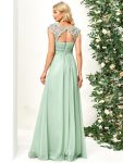 Classic Maxi Long Lace Cap Sleeve Bridesmaid Dress – Mint Green