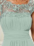 Classic Maxi Long Lace Cap Sleeve Bridesmaid Dress – Mint Green