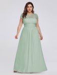 Classic Maxi Long Lace Cap Sleeve Bridesmaid Dress – Mint Green