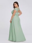 Classic Maxi Long Lace Cap Sleeve Bridesmaid Dress – Mint Green