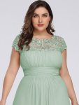 Classic Maxi Long Lace Cap Sleeve Bridesmaid Dress – Mint Green