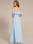 Elegant Chiffon High-Low Off The Shoulder Bridesmaid Dress – Sky Blue