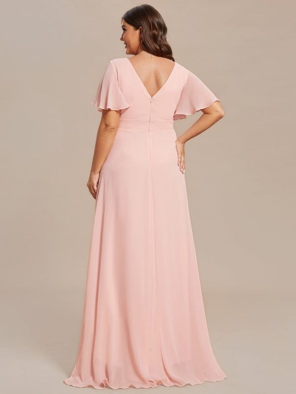 Charming Chiffon Bridesmaid Dress with Lotus Leaf Hemline - Pink