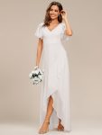 Charming Chiffon Bridesmaid Dress with Lotus Leaf Hemline – White