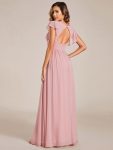 Back Cutout A-Line Pleated Ruffles Sleeve Chiffon Bridesmaid Dress – Dusty Rose