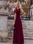 Sequin Print Evening Dresses for Women with Sleeves – Burgundy