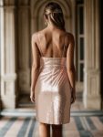 Stunning Sequin Open-Back Spaghetti Strap Homecoming Dress – Rose Gold