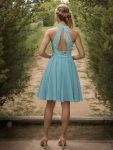 Short Lace Halter Neck Backless Chiffon Homecoming Dress – Dusty Blue