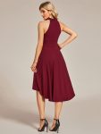 Halterneck Fashion Knee-Length A-Line Wedding Guest Dress – Burgundy