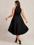 Halterneck Fashion Knee-Length A-Line Wedding Guest Dress – Black